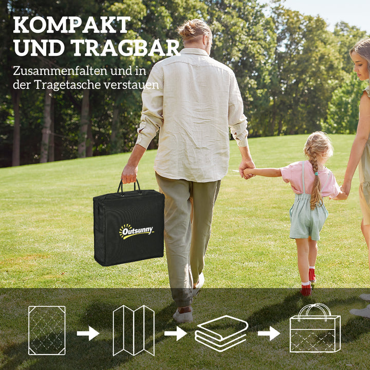 Udendørstæppe, robust, vejrbestandigt udendørstæppe med bærepose, foldbart, boho-stil tæppe 182 x 274 cm, sort og hvid