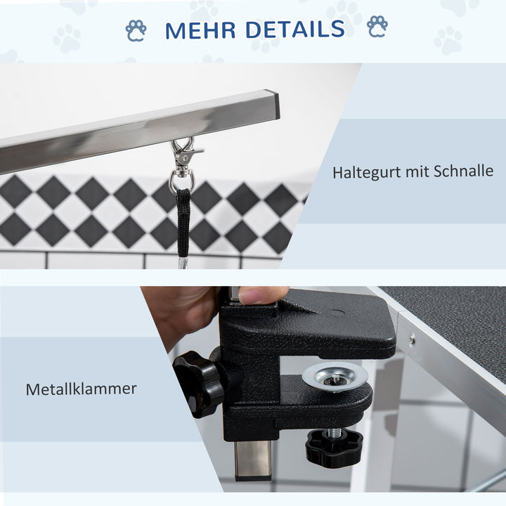 Kæledyrsplejebord kæledyrsplejebord hundeklipperbord med løkker hundeplejebord til husholdningsbadning hårtørring og hårklipning højdejusterbar sort