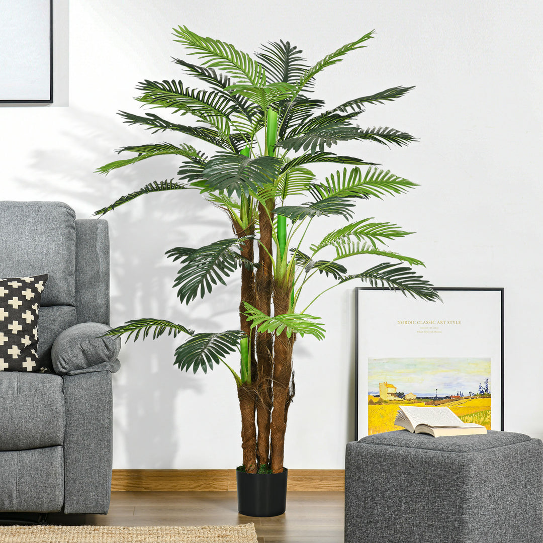 Kunstig palme, 1,6 m, realistiske grene, dekorativ plante, plastik, med potte, brun+grøn