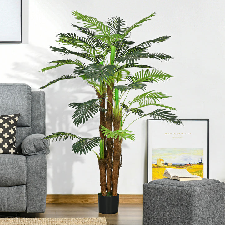 Kunstig palme, 1,6 m, realistiske grene, dekorativ plante, plastik, med potte, brun+grøn