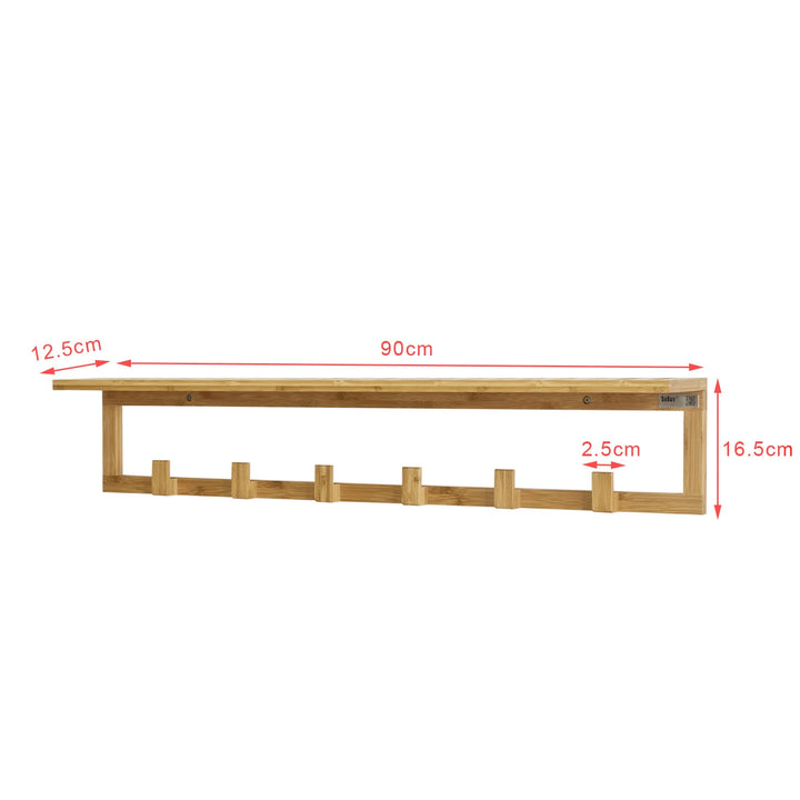 Møbelsæt til entré – skobænk og vægmonteret knagerække i bambustræ, naturfarvet