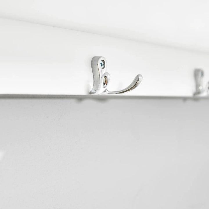 Knagerække med små skuffer, B80 x D20 x H25 cm, hvid og naturfarvet