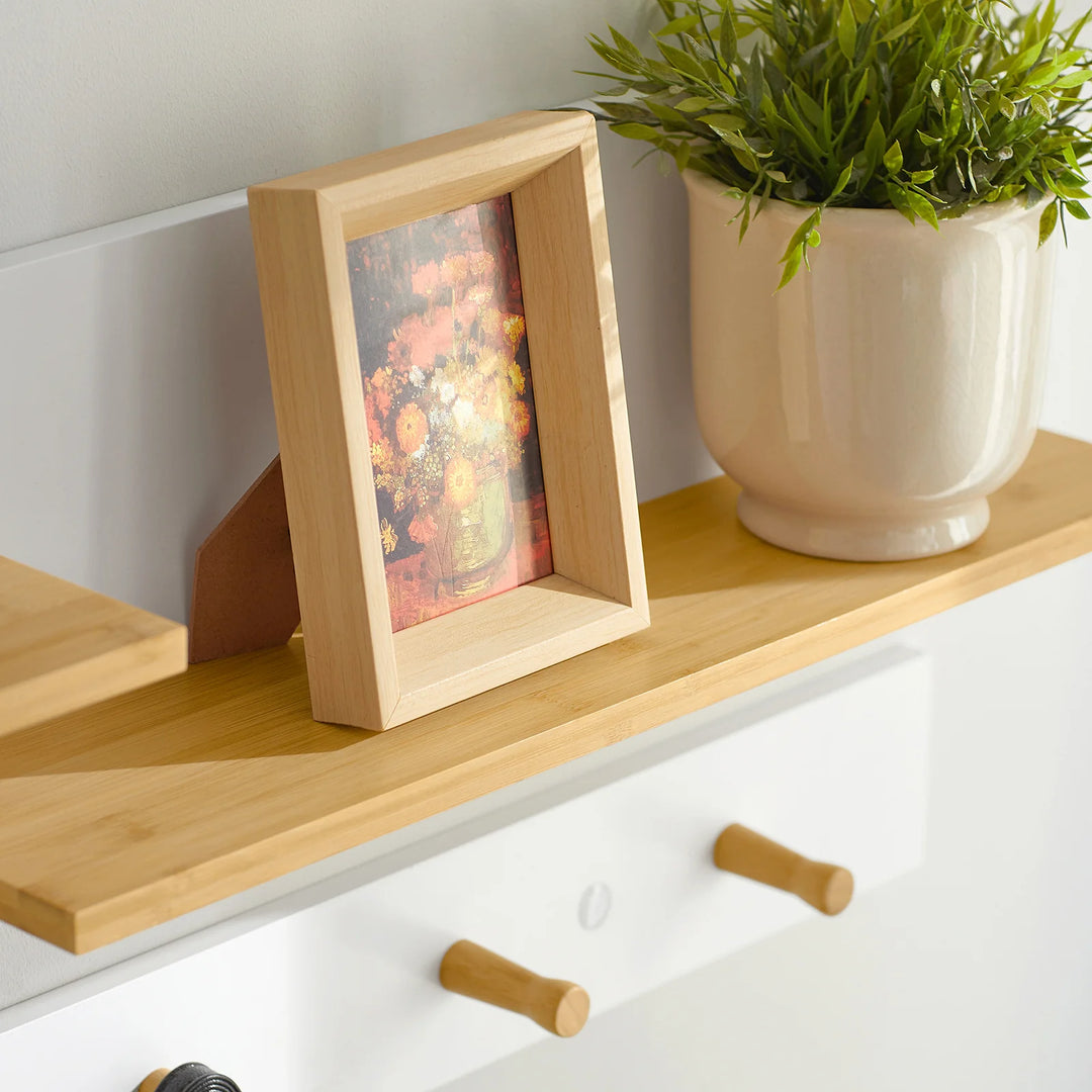 Knagerække med væghylde, skandinavisk look, væghylde: B90 x H20 cm, knagerække: B90 x H10 cm