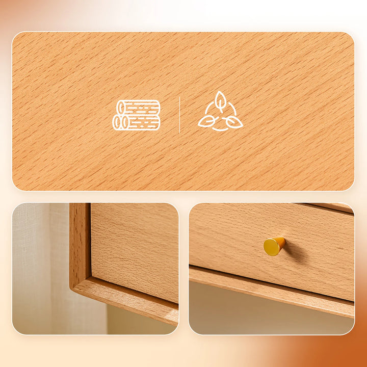 Massiv bøgetræ: den svævende væghylde med 2 skjulte skuffer, B60 x D20 x H10cm