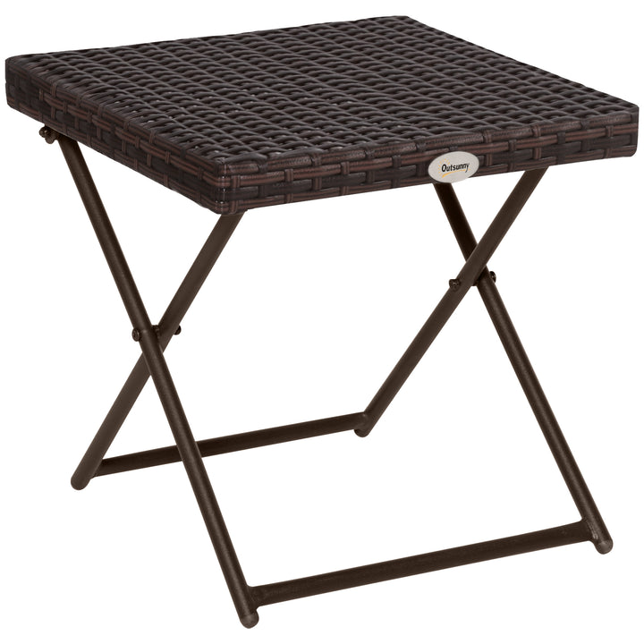 Foldbart sidebord i polyrattan – 40x40x40 cm, brun
