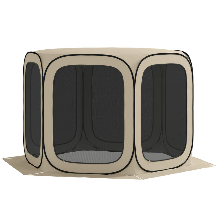 Pop-up campingtelt, bærbart, upf50+ beskyttelse, netsider, ståltråd, khaki