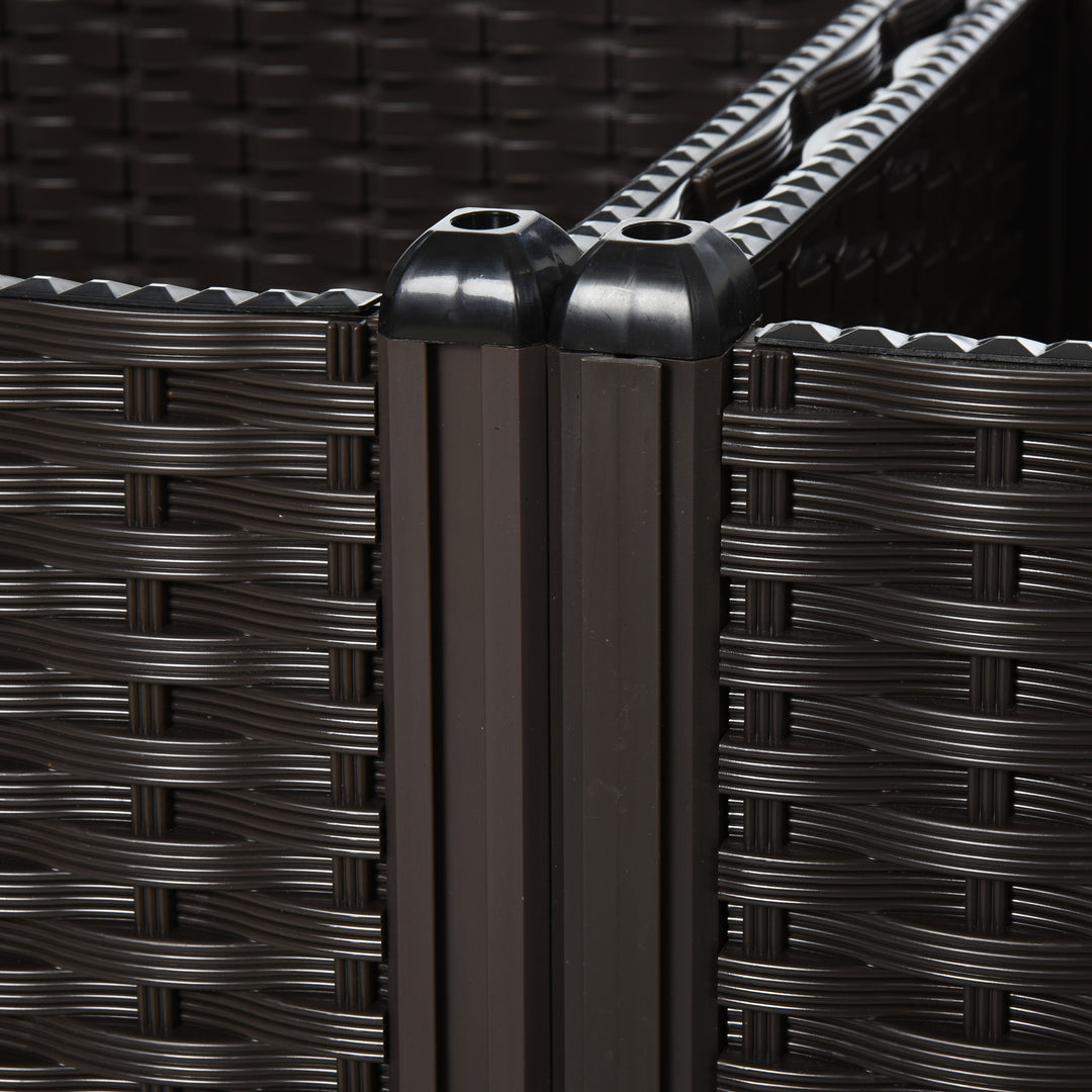 Højbed, plantekasse med drænhuller, blomsterkasse i rottinglook, plastik, brun, 40 x 40 x 44 cm