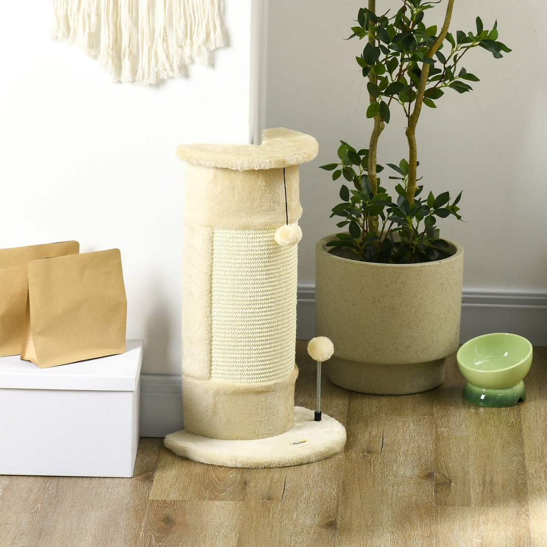 Kradsetræ med legetøj, inklusive 2 bolde. blødt plys, 34 cm x 25,5 cm x 58 cm, cremehvid