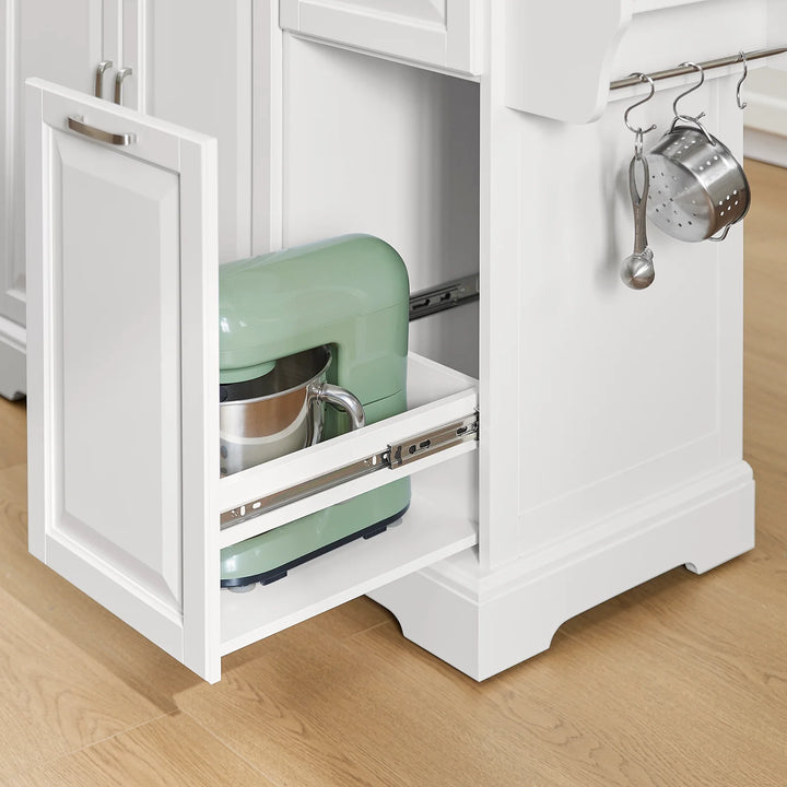 Få mere plads i køkkenet med denne fleksible køkkenø i hvid, B130 x D46-71 x H91 cm