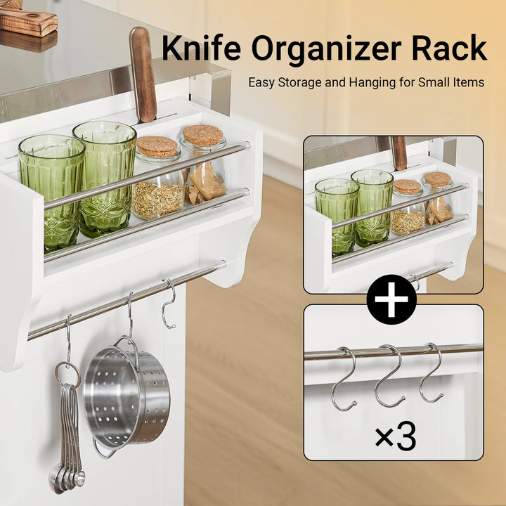 Få mere plads i køkkenet med denne fleksible køkkenø i hvid, B130 x D46-71 x H91 cm