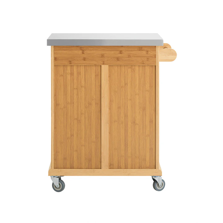 Fleksibel køkkenø på hjul – nem pladsudnyttelse og flytbarhed, L66cm x B46cm x H92cm, naturfarvet