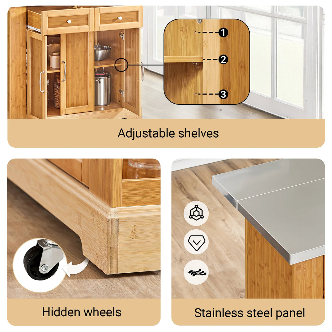 Pladsbesparende køkkenø til små køkkener – komplet med hjul og udtrækkelig stålbordplade