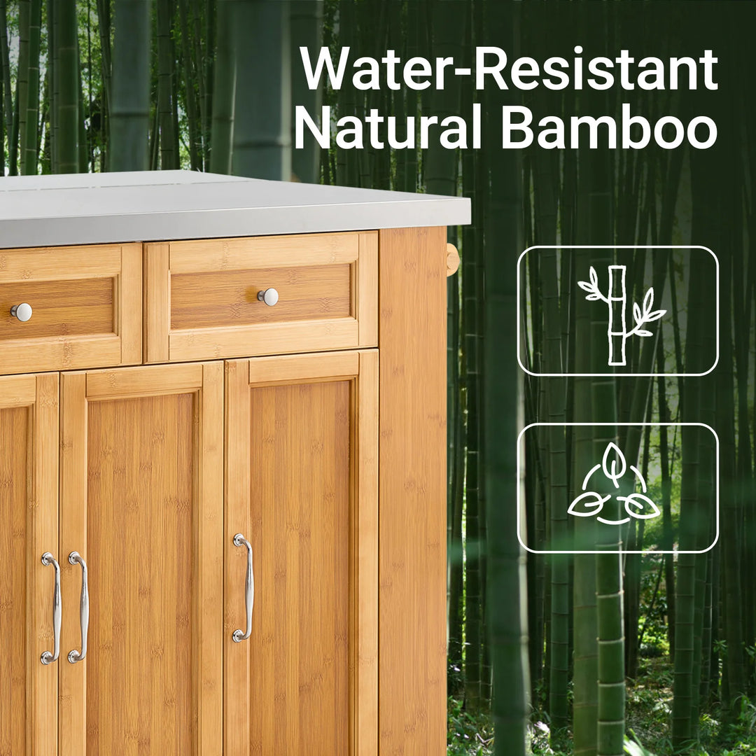 Pladsbesparende køkkenø til små køkkener – komplet med hjul og udtrækkelig stålbordplade