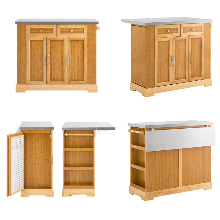 Pladsbesparende køkkenø til små køkkener – komplet med hjul og udtrækkelig stålbordplade