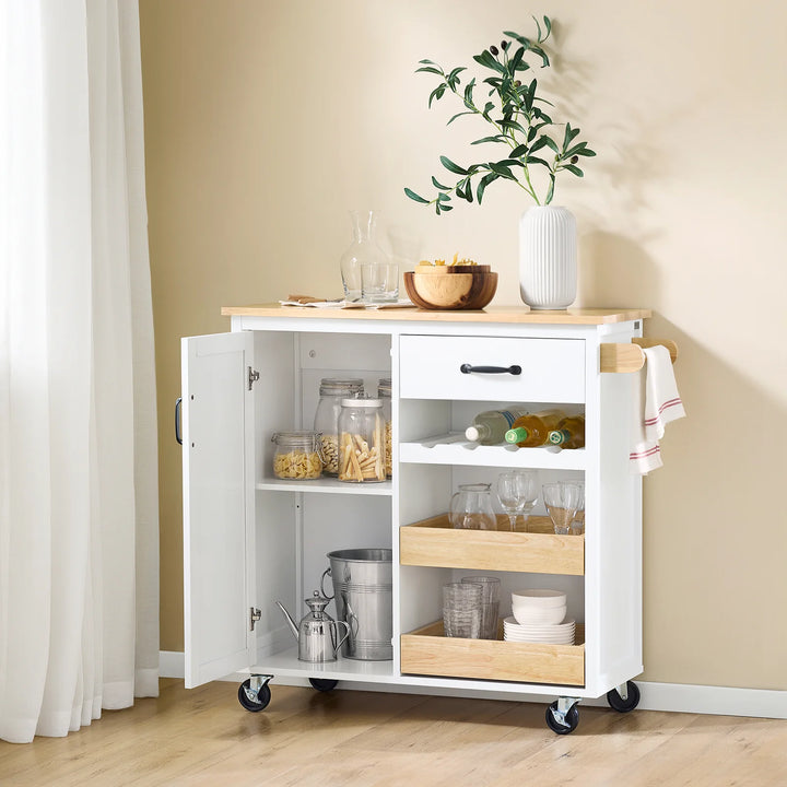 Få styr på køkkenet med denne elegante køkkenvogn i hvid (B92 x D42 x H87 cm)