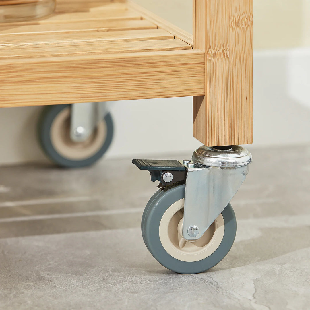 Elegant køkkenvogn i bambus, L73 x B45 x H92 cm, naturfarvet