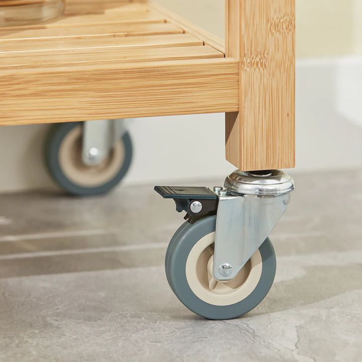 Elegant køkkenvogn i bambus, L73 x B45 x H92 cm, naturfarvet