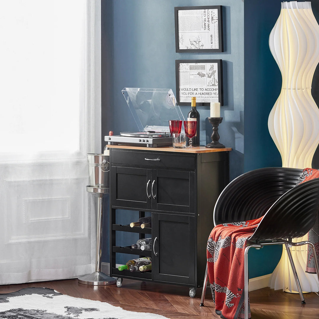 Køkkenvogn i moderne look, rummelig og praktisk, B67 x D38 x H87 cm, sort