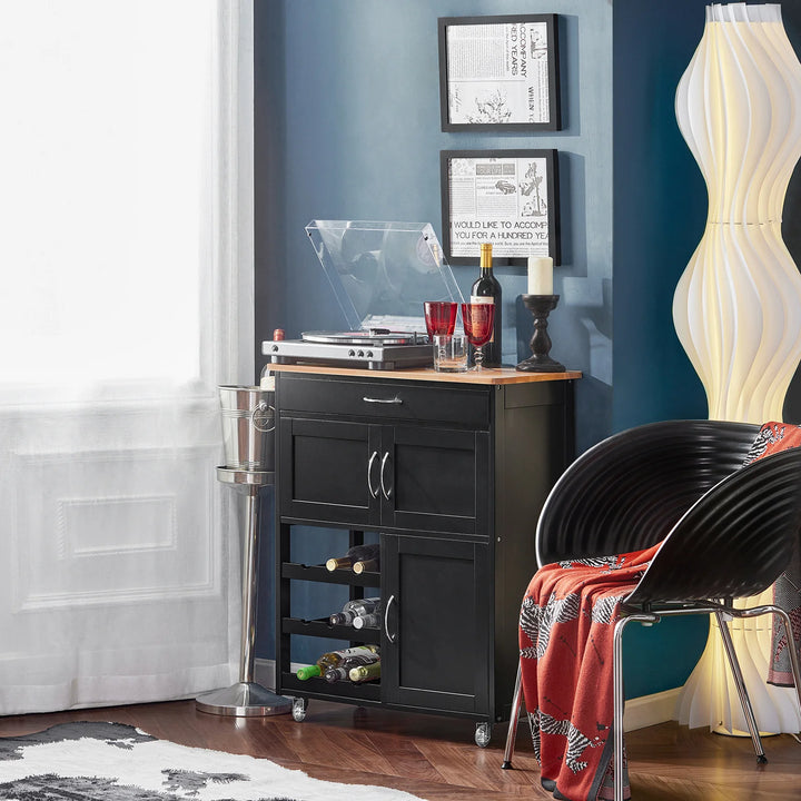 Køkkenvogn i moderne look, rummelig og praktisk, B67 x D38 x H87 cm, sort