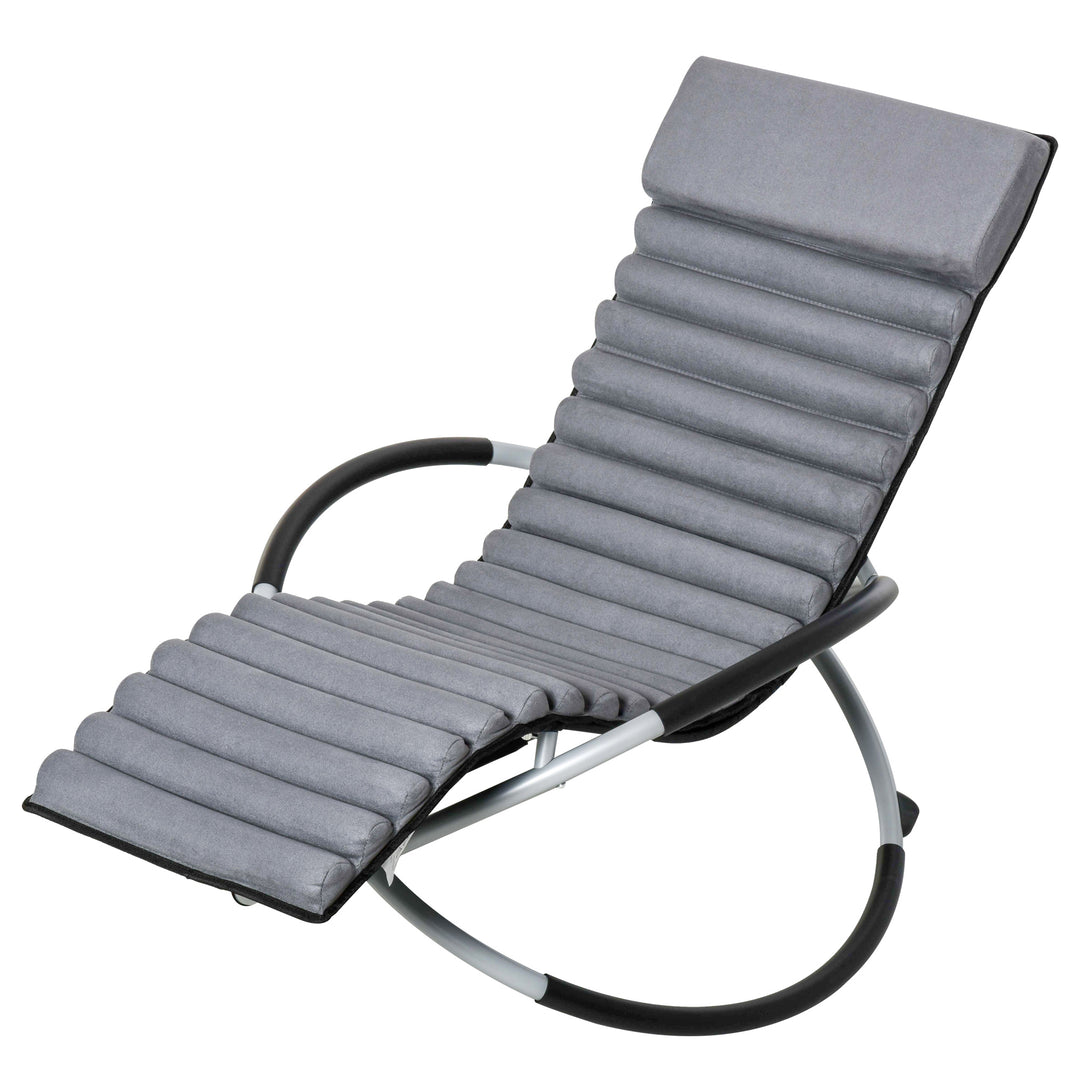 Ergonomisk 2-i-1 gyngestol/havestol/gyngestol, metal, Texteline, kugleformet, mørkegrå, 145 x 74 x 86 cm