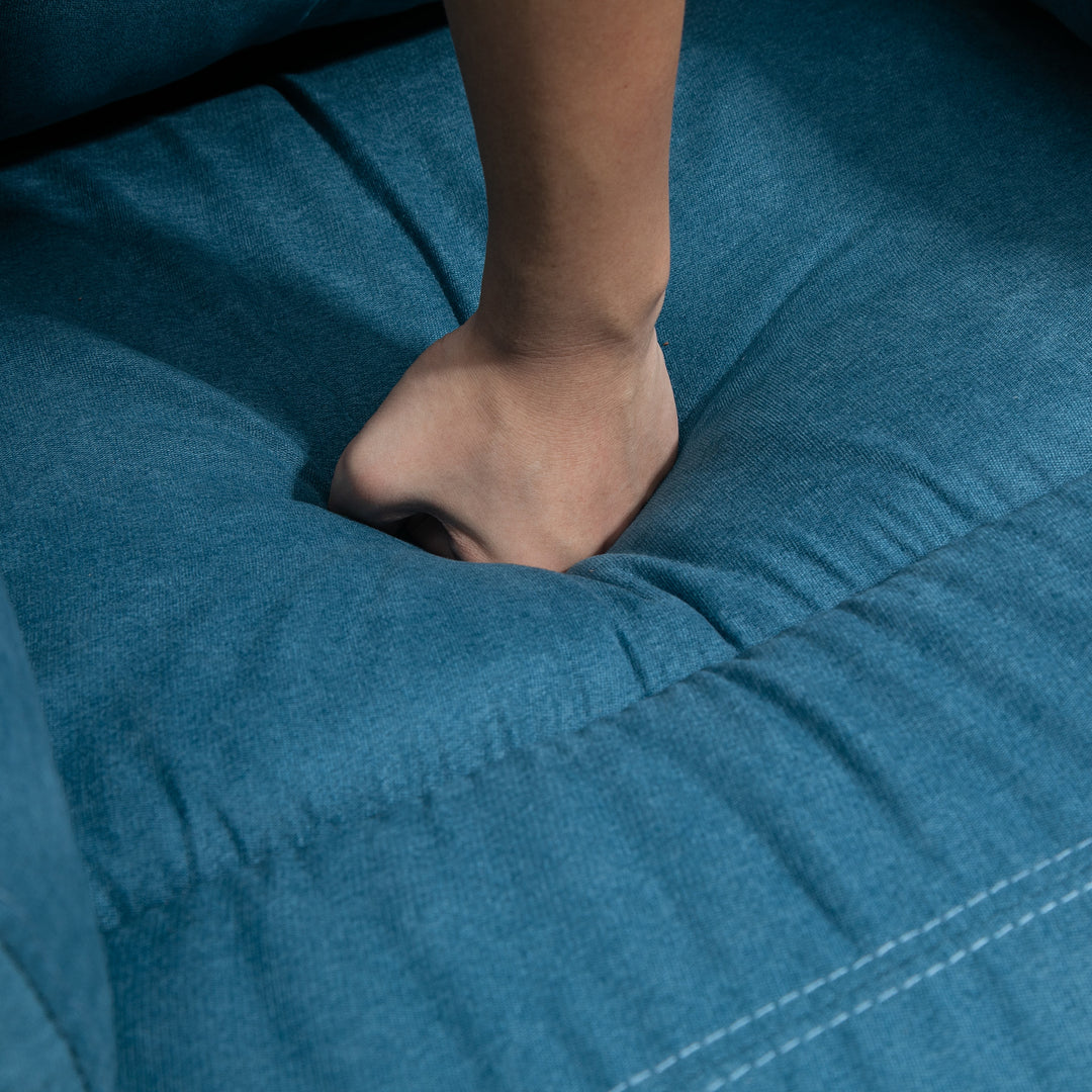 Elektrisk stol med ståhjælp til seniorer, tv-stol med sovefunktion, linned touch, blå, 83 x 89 x 102 cm