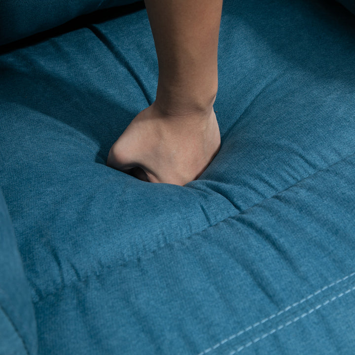 Elektrisk stol med ståhjælp til seniorer, tv-stol med sovefunktion, linned touch, blå, 83 x 89 x 102 cm