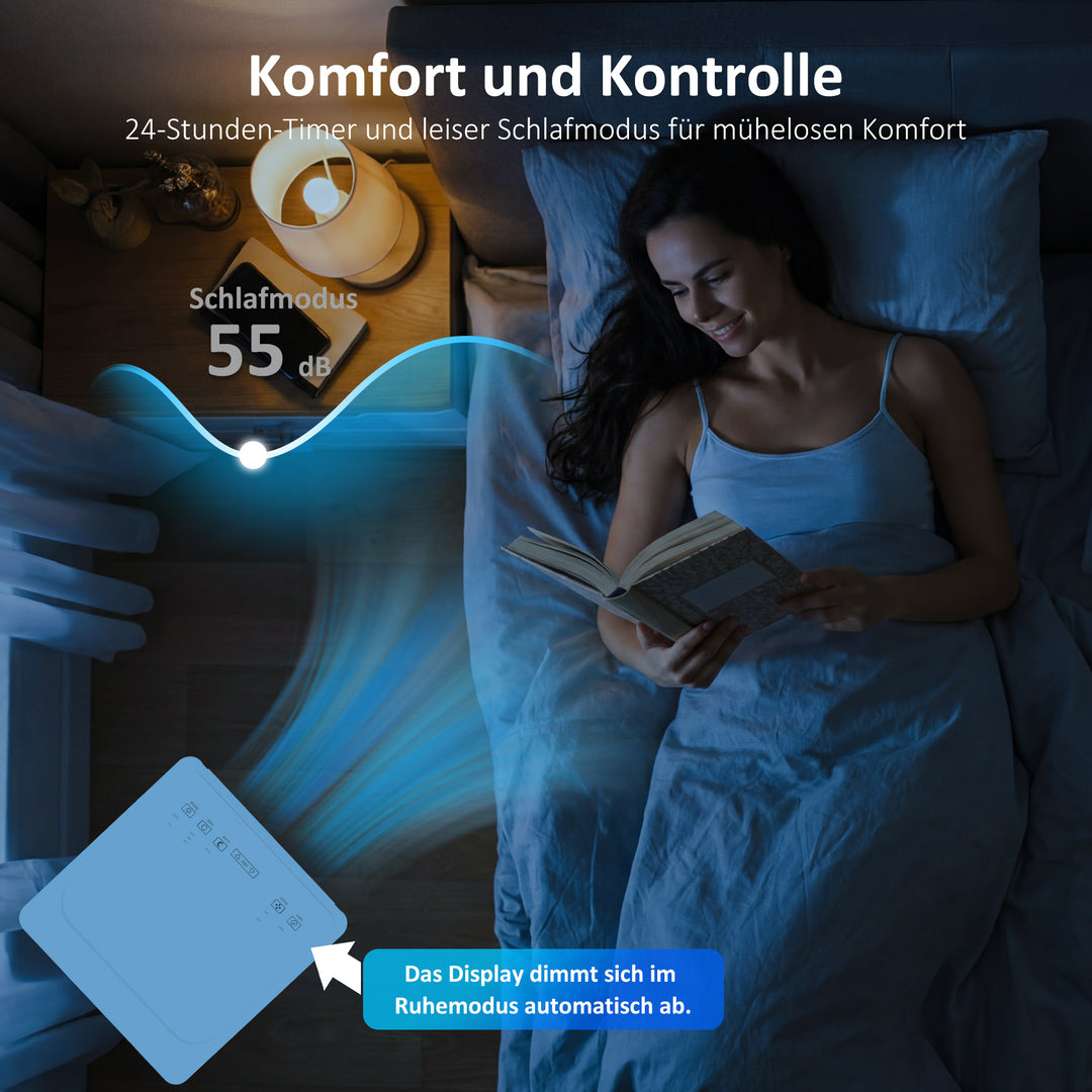 Bærbart klimaanlæg 9000 BTU, 4-i-1 med køling, affugter, ventilator, dvaletilstand