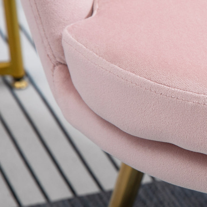 Lotusformet lænestol med forgyldte metalben og skumhynde, lyserød