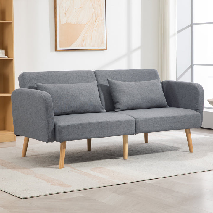 3-Personers sovesofa, gæsteseng med dobbeltseng, op til 240 kg, foldbare ryglæn, træstel, 170 x 83 x 80 cm, grå