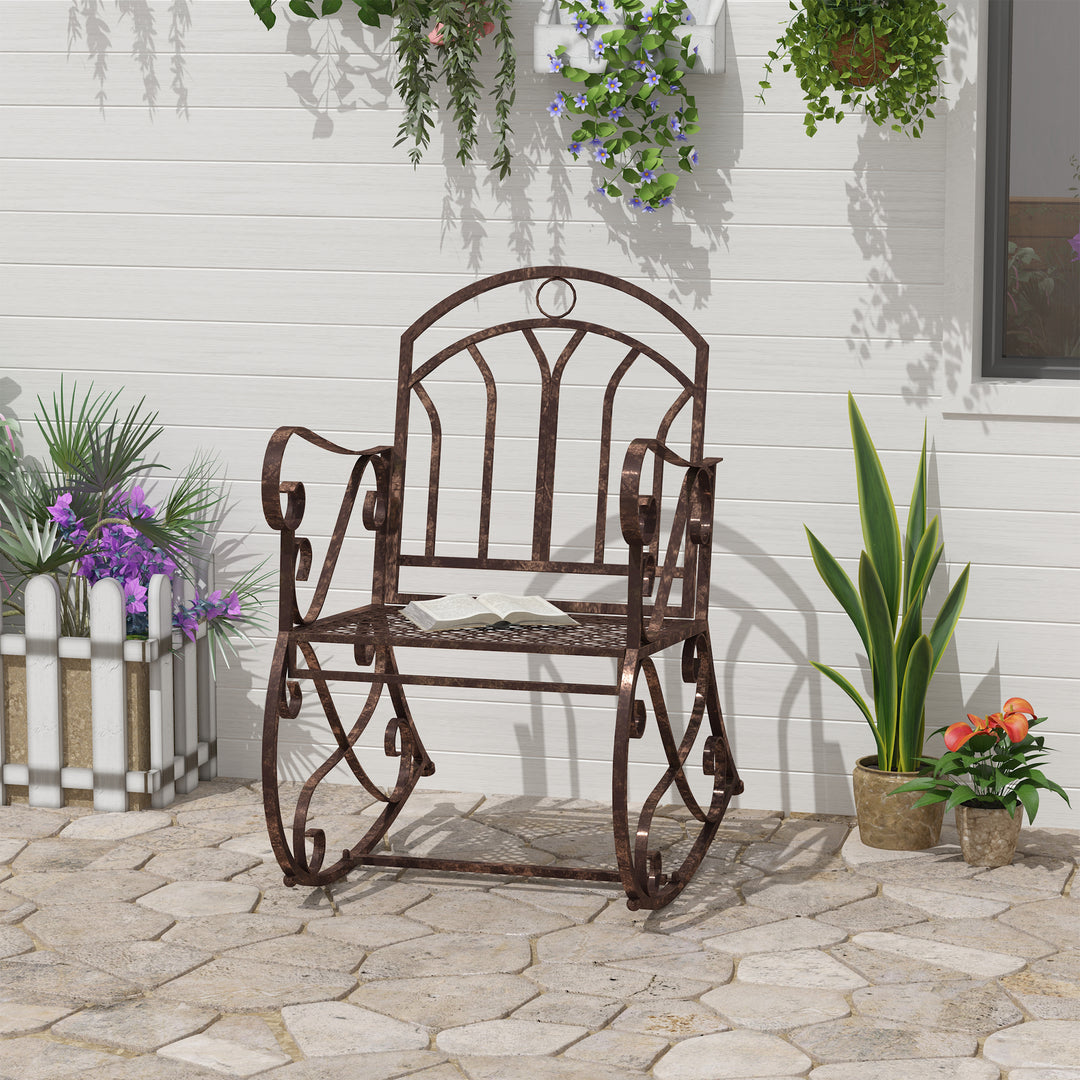 Gyngestol havestol, vintage design, 61 cm x 79 cm x 90 cm, brun + sort