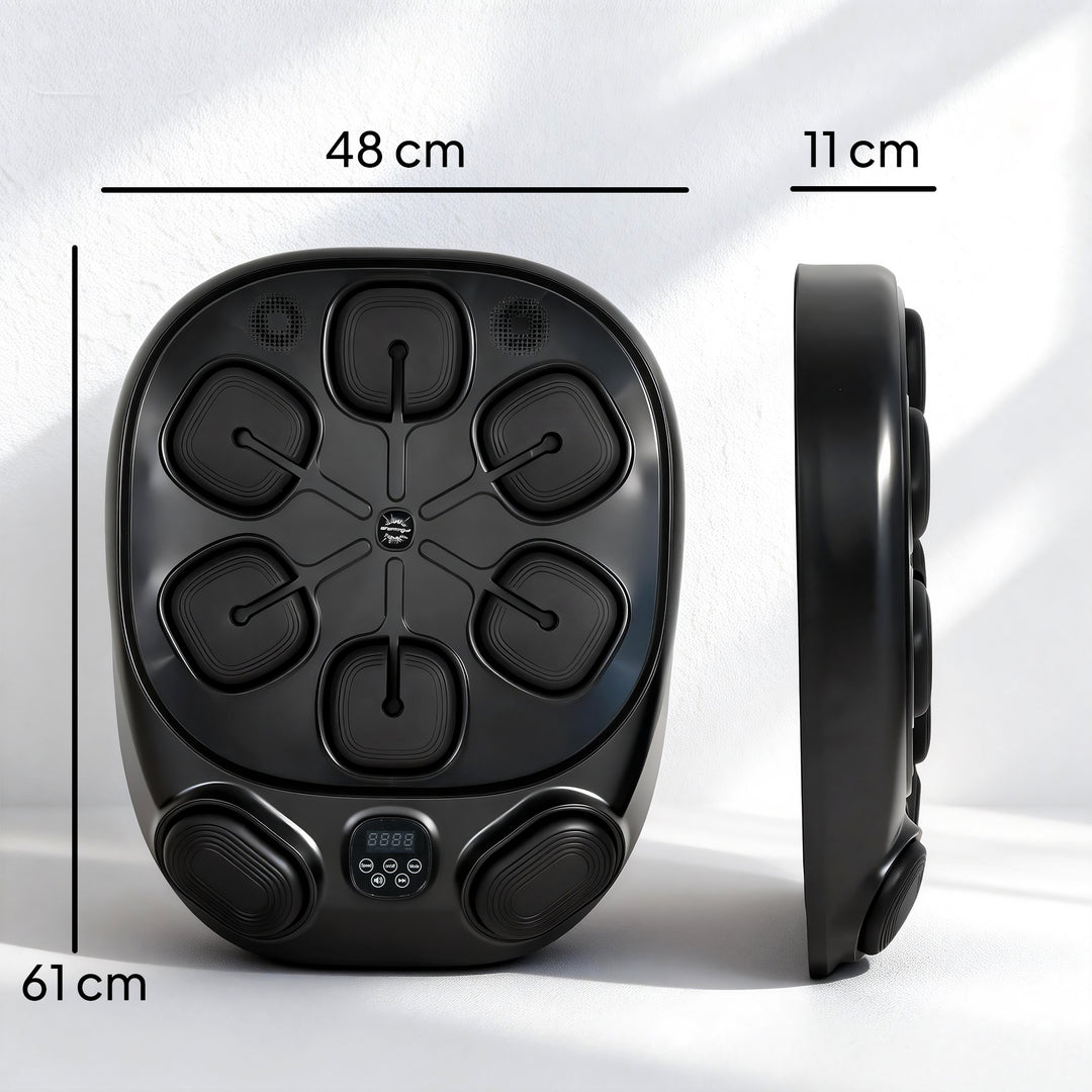Musikboksemaskine, elektronisk LED-boksemaskine med dobbelte slagzoner, Bluetooth-handsker, 9 hastigheder