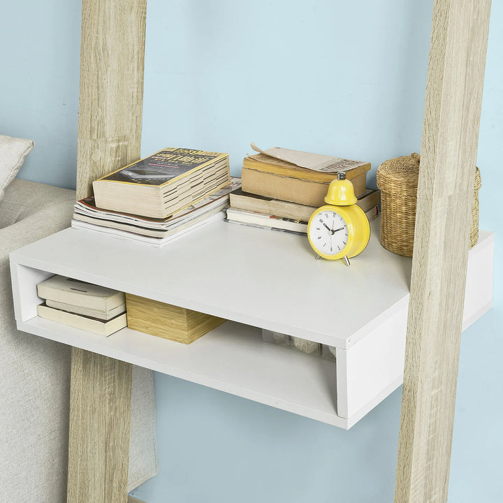 Moderne stigereol, B65 x D40 x H179 cm, naturfarvet og hvid