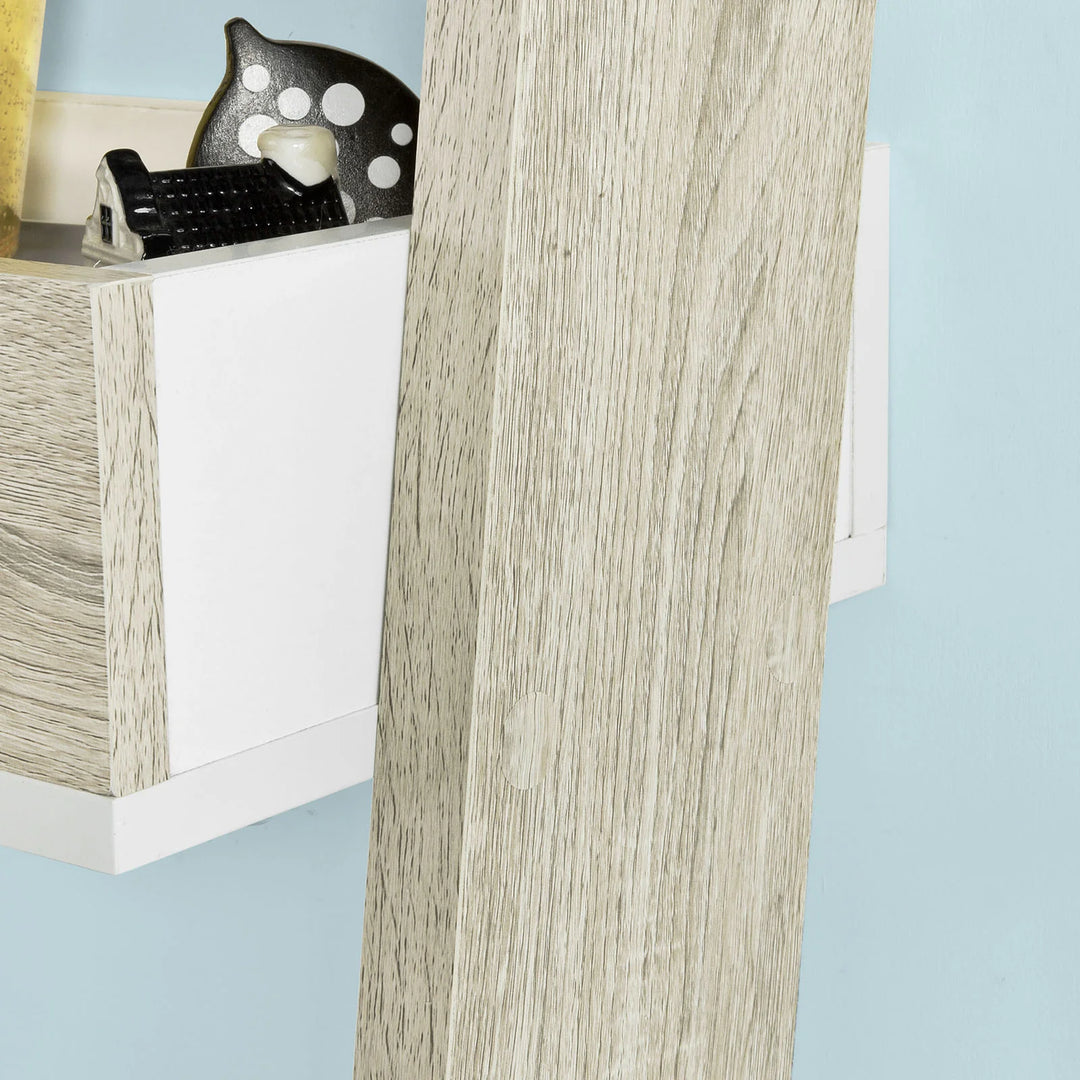 Moderne stigereol, B65 x D40 x H179 cm, naturfarvet og hvid