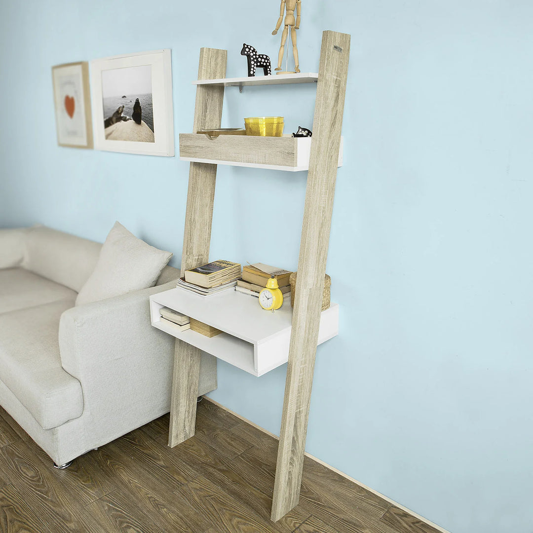 Moderne stigereol, B65 x D40 x H179 cm, naturfarvet og hvid