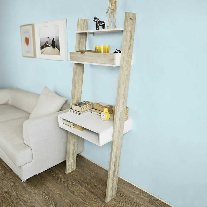 Moderne stigereol, B65 x D40 x H179 cm, naturfarvet og hvid