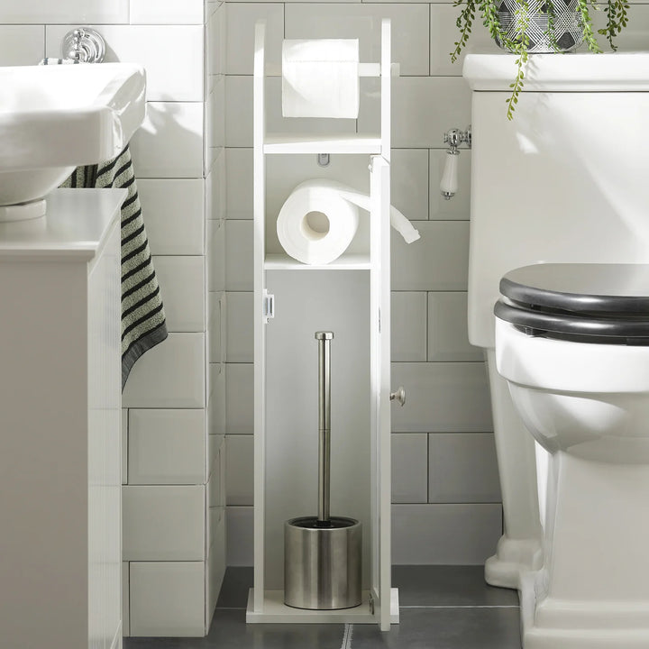 Skab til opbevaring af toiletpapir, hvid
