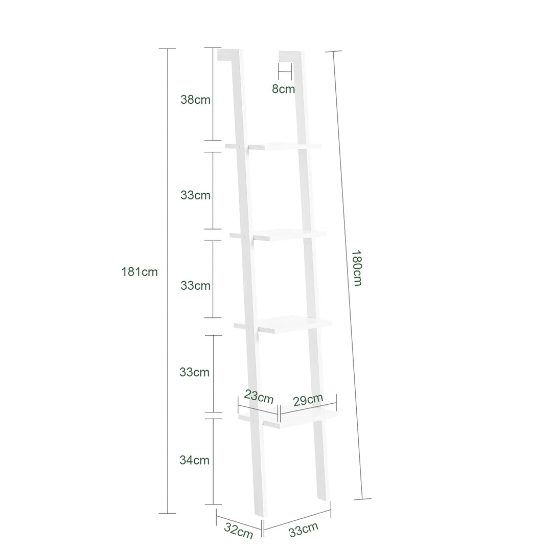 Dekorativ stigereol i bambus og MDF, 33 x 180 x 23 cm, hvid