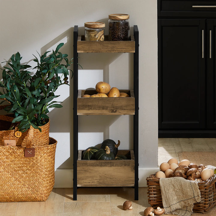 Reol i industrielt look, B28 x D20 x H74 cm, brun