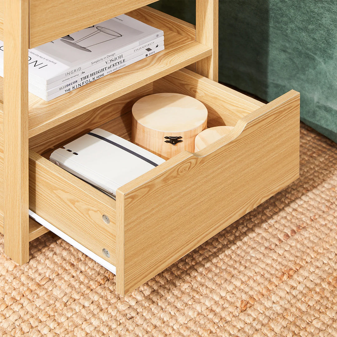 Natbord med 2 skuffer, 45x55x37 cm, naturfarvet