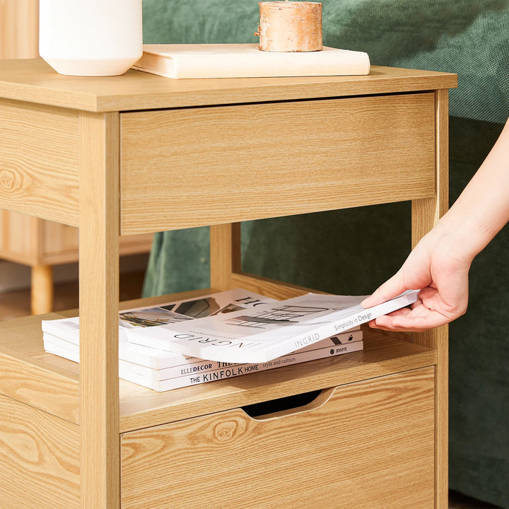 Natbord med 2 skuffer, 45x55x37 cm, naturfarvet