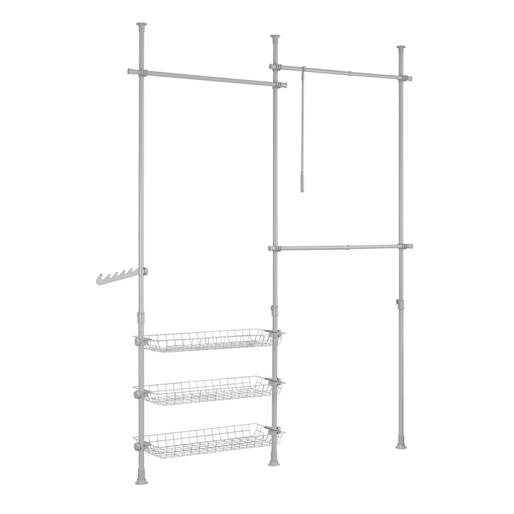 Teleskopisk garderobesystem, Bredde: 75~122 cm+ 102 cm, Højde: 200-270 cm