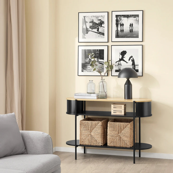 Elegant konsolbord i industrielt design (110 x 39 x 76 cm) i sort