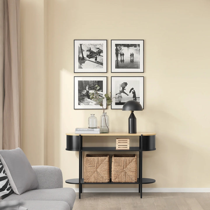 Elegant konsolbord i industrielt design (110 x 39 x 76 cm) i sort