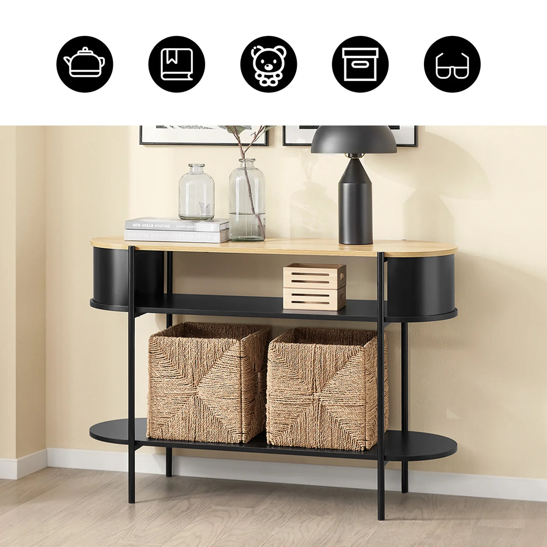 Elegant konsolbord i industrielt design (110 x 39 x 76 cm) i sort