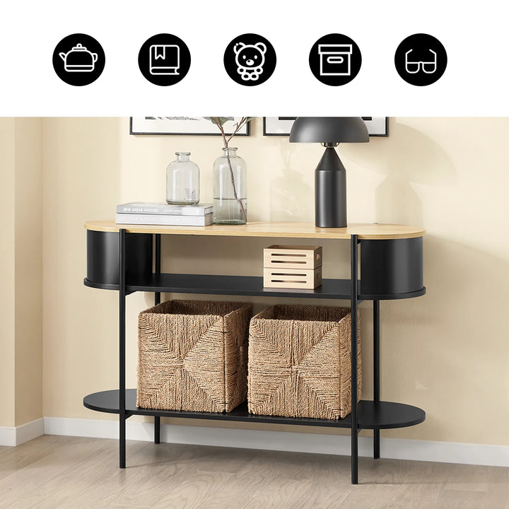 Elegant konsolbord i industrielt design (110 x 39 x 76 cm) i sort