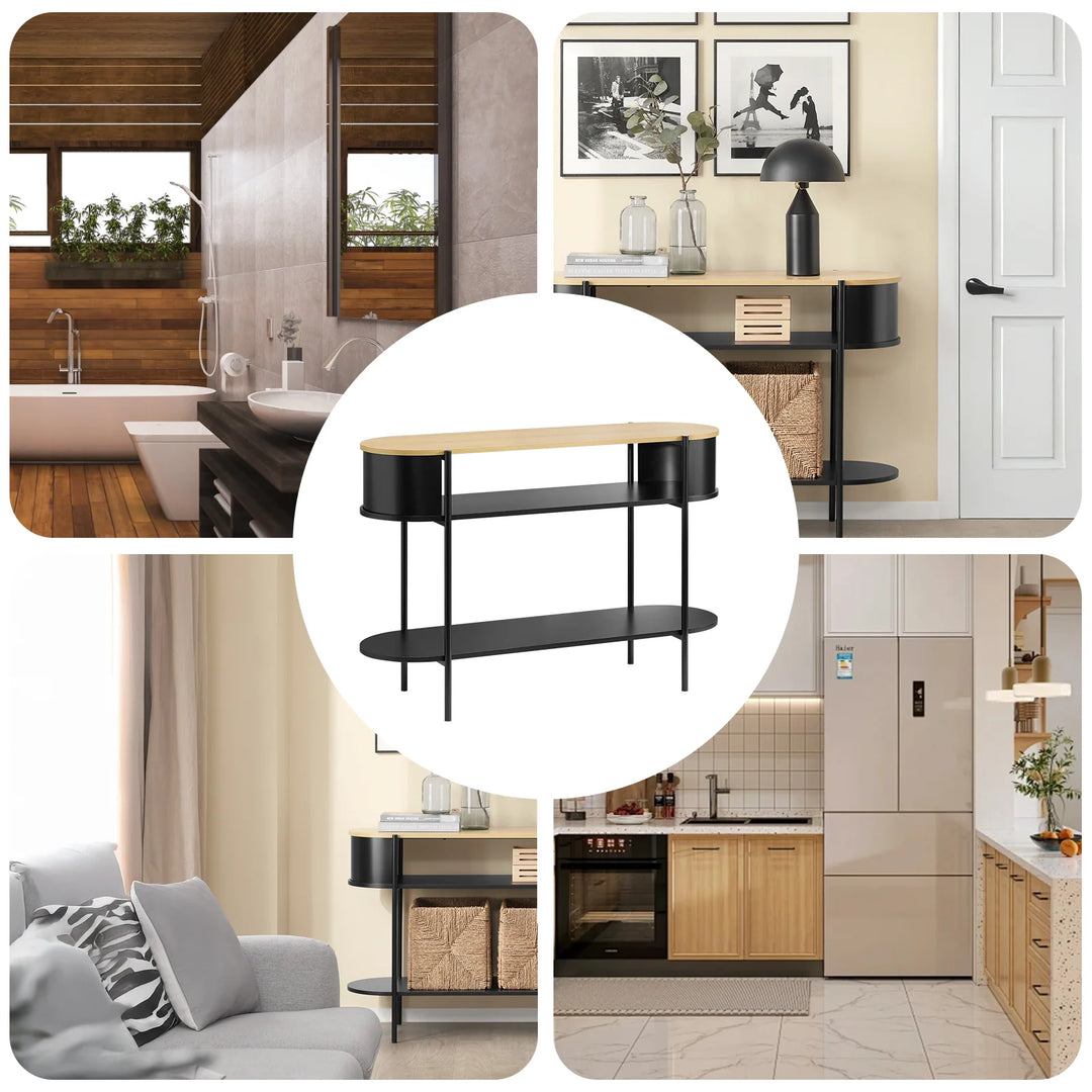 Elegant konsolbord i industrielt design (110 x 39 x 76 cm) i sort