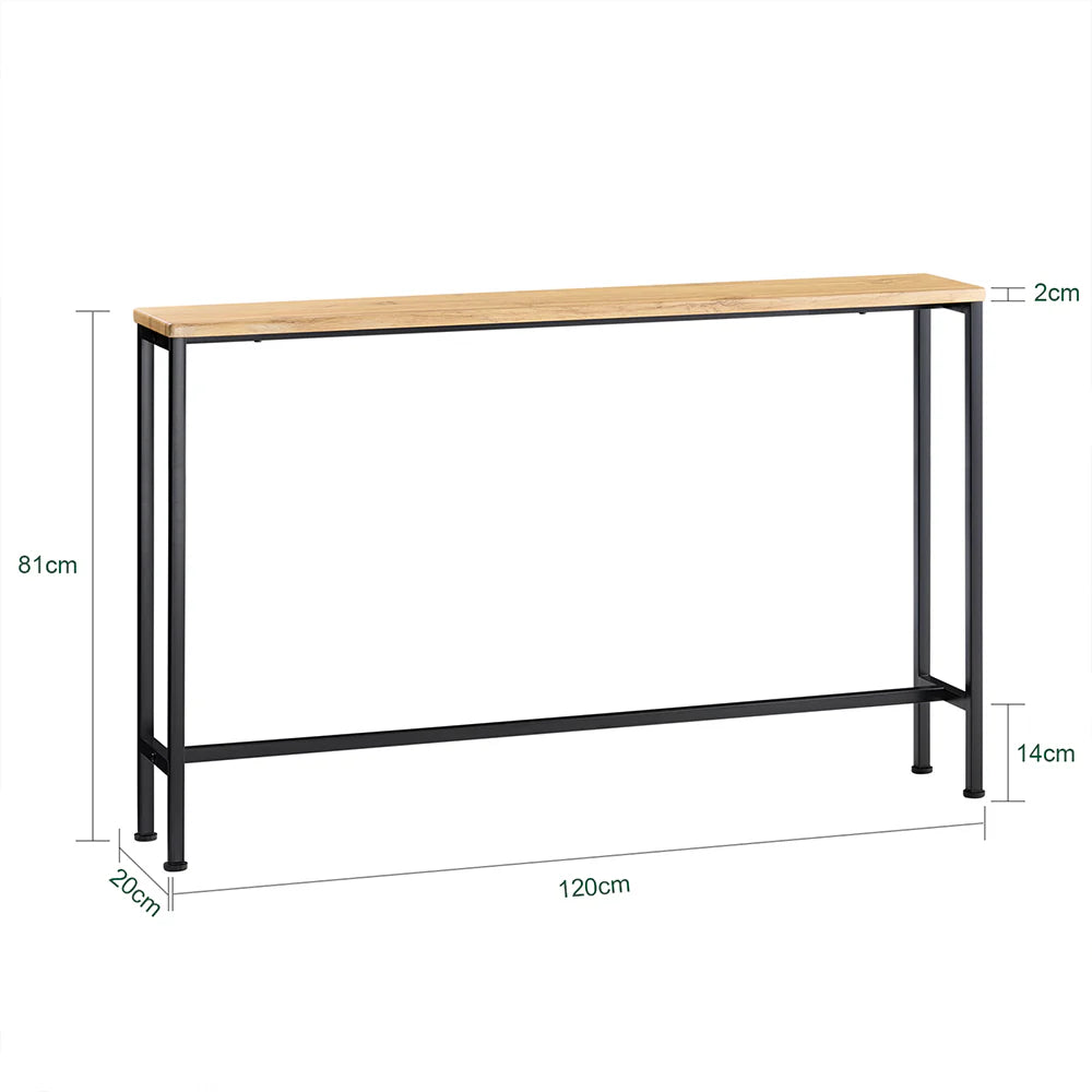 Stilfuldt og pladsbesparende konsolbord, 120x20x81 cm, naturfarvet