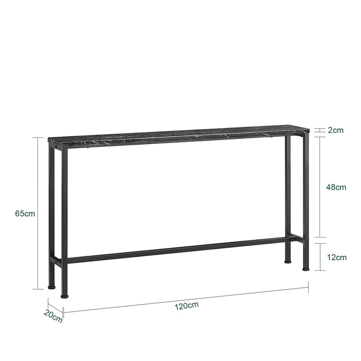 Elegant konsolbord, L120xB20xH65 cm, sort