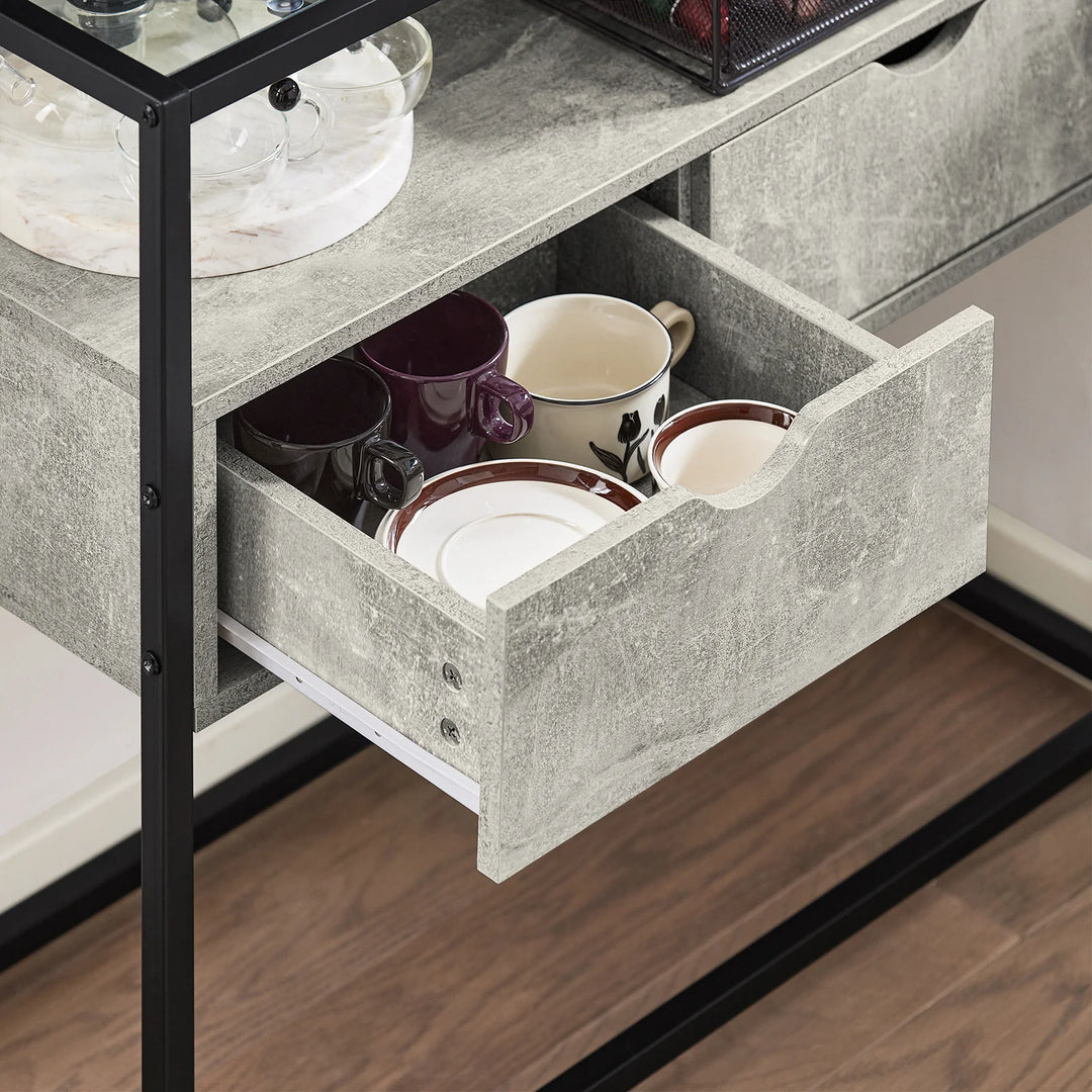 Konsolbord med opbevaring, industrielt look, B81 x D35 x H78 cm, grå