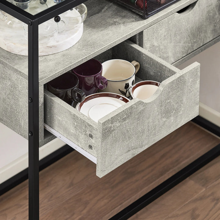 Konsolbord med opbevaring, industrielt look, B81 x D35 x H78 cm, grå